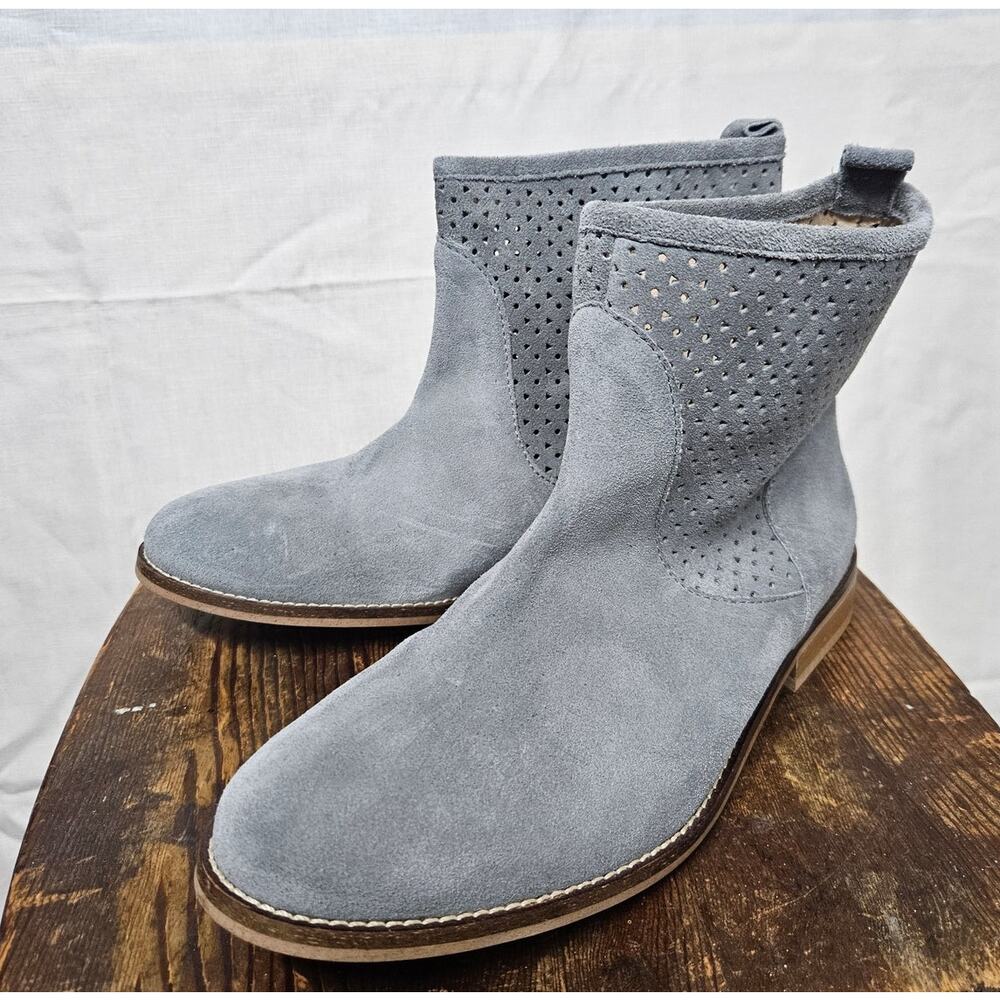Ivylee Copenhagen Carmen Perforated Suede Ankle Boots Gray Size 38 / US 7.5